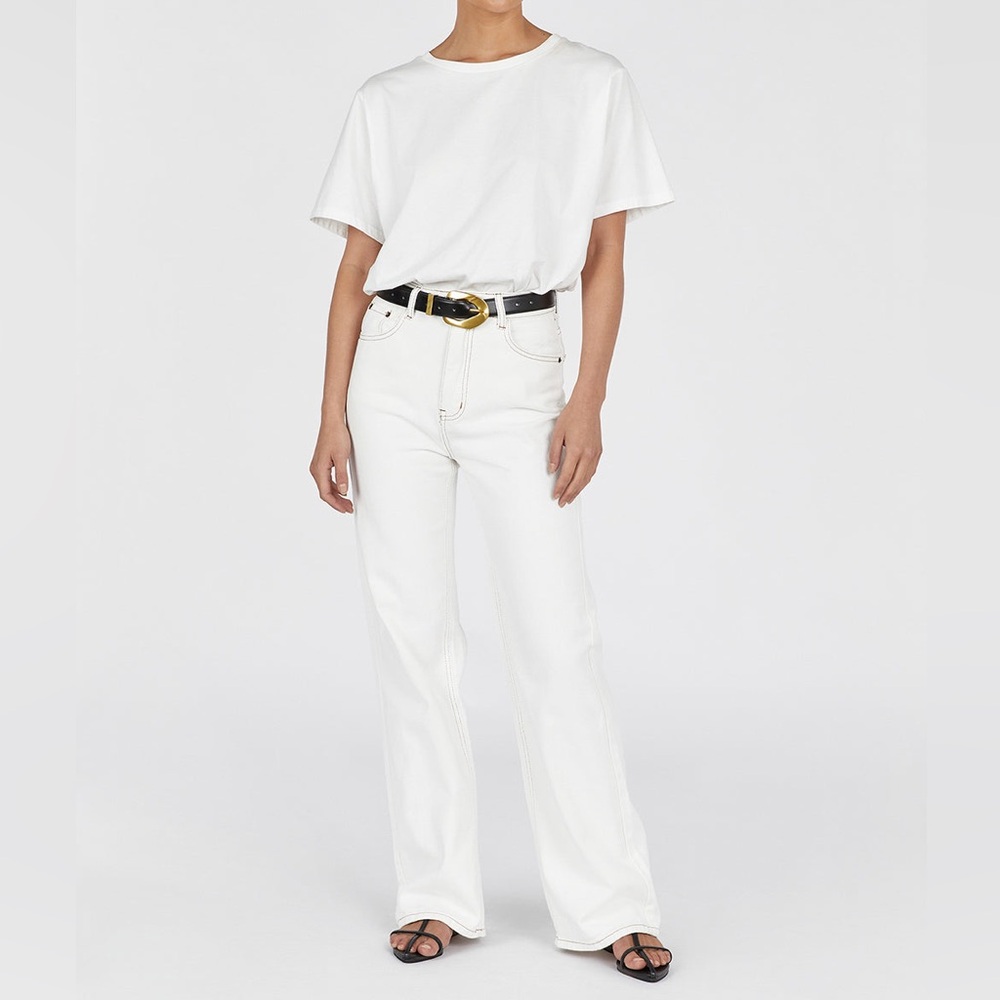 DISSH White High-Waist Flare Jeans